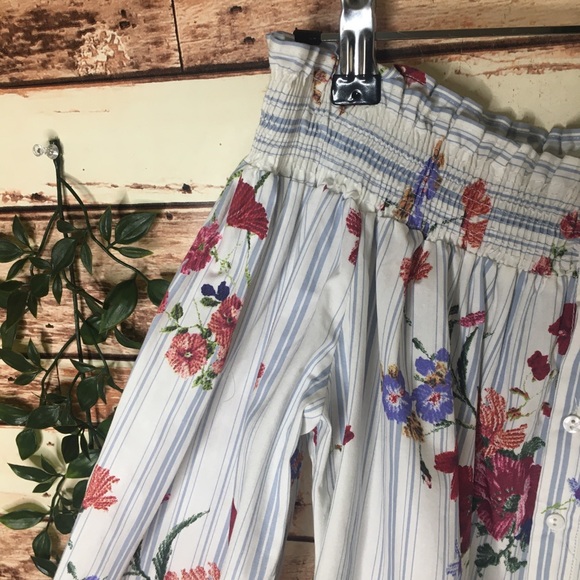 Zara Floral Off The Shoulder Stripped Boho Blouse - Picture 4 of 8